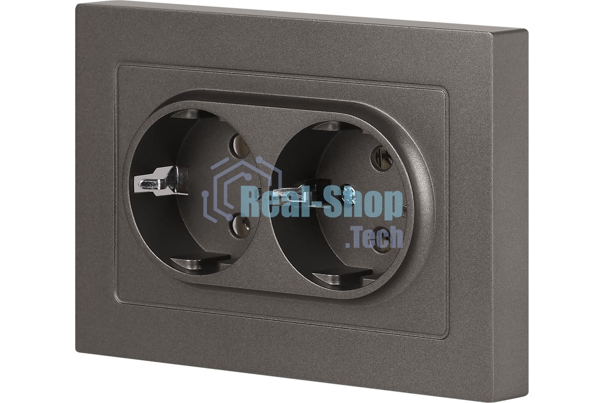 Розетка Intro Accent 6-205-09 двойн. 2X2P+E Schuko 16А-250В IP20 СУ AL/CU титан Б0063500