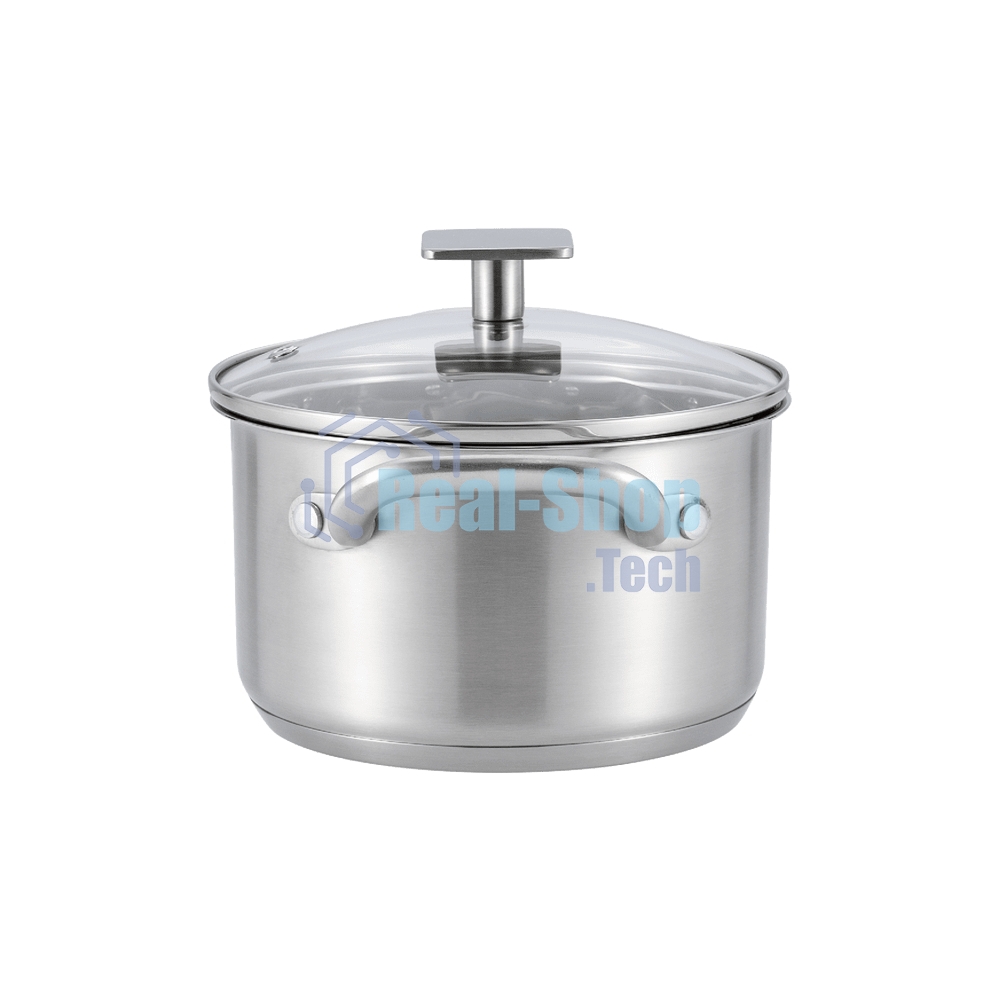 Кастрюля MAUNFELD FLORENCE MF19FR01CR из нержавеющей стали со стеклянной крышкой, 16 см, 1,9 л