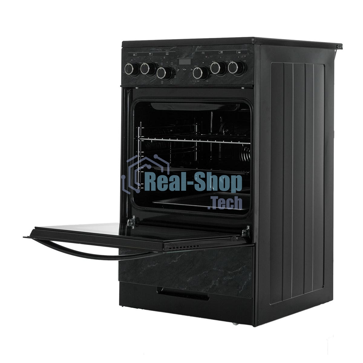 Плита электрическая Gefest ЭП Н Д 5560-03 0053 черный/мрамор, конфорок 4 электрических, духовка 55 л, 50 см x 85 см x 58.5 см