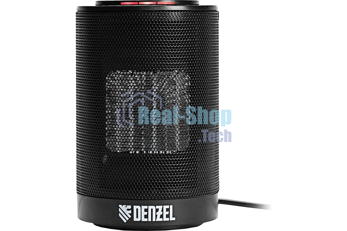 Тепловентилятор керамический Denzel DTFC-1200, черный, 600/1200 Вт, 12 м2, 3 режима, термостат