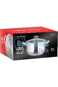 Кастрюля Lara LR02-581 SONATA 18x11,5 см, 2.9 л, 7-СТУПЕНЧАТОЕ ДНО, комбо-полировка, крышка, нержавеющая сталь