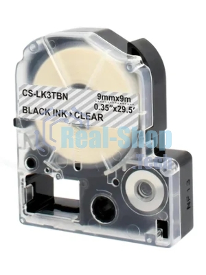 Картридж ленточный Cactus CS-LK3TbN черный шрифт, прозрачный фон (9 мм, 9 м) для Epson LW300/LW400/LW700/LW600P/LW1000P/K400/Z700/Z900