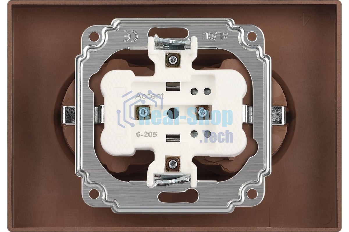 Розетка Intro Accent 6-205-09 двойн. 2X2P+E Schuko 16А-250В IP20 СУ AL/CU титан Б0063500