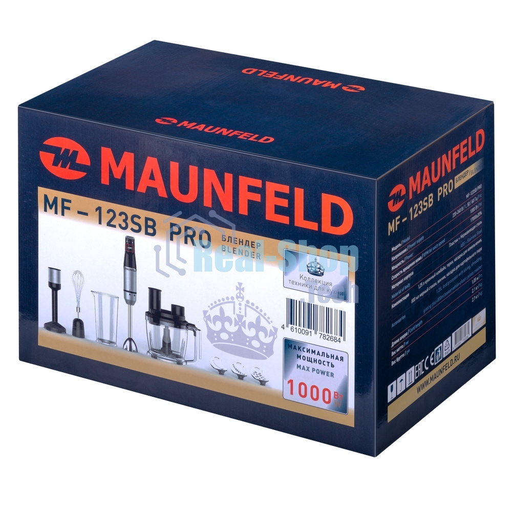 Блендер погружной Maunfeld MF-123SB PRO черный, 1000 Вт