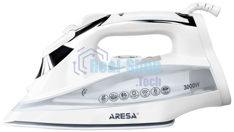 Утюг Aresa AR-3116 белый, 3150 Вт, 50 г/мин, 150 г/мин, 390 мл