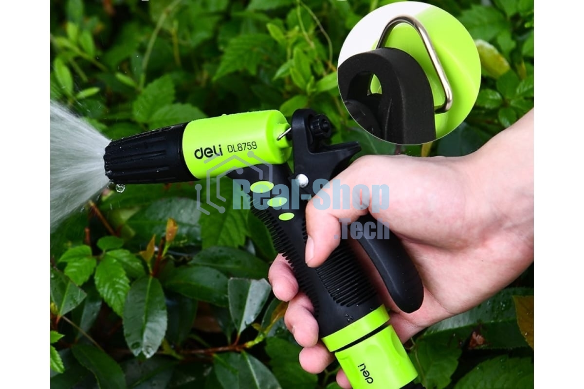 Пистолет-распылитель поливочный Deli DL8759 3 режима распыления, диаметр шланга 3/4