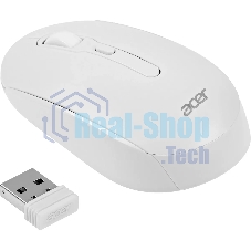 Мышь беспроводная Acer OMR308 белый, 1600 dpi, радиоканал, Bluetooth, USB, кнопки - 4
