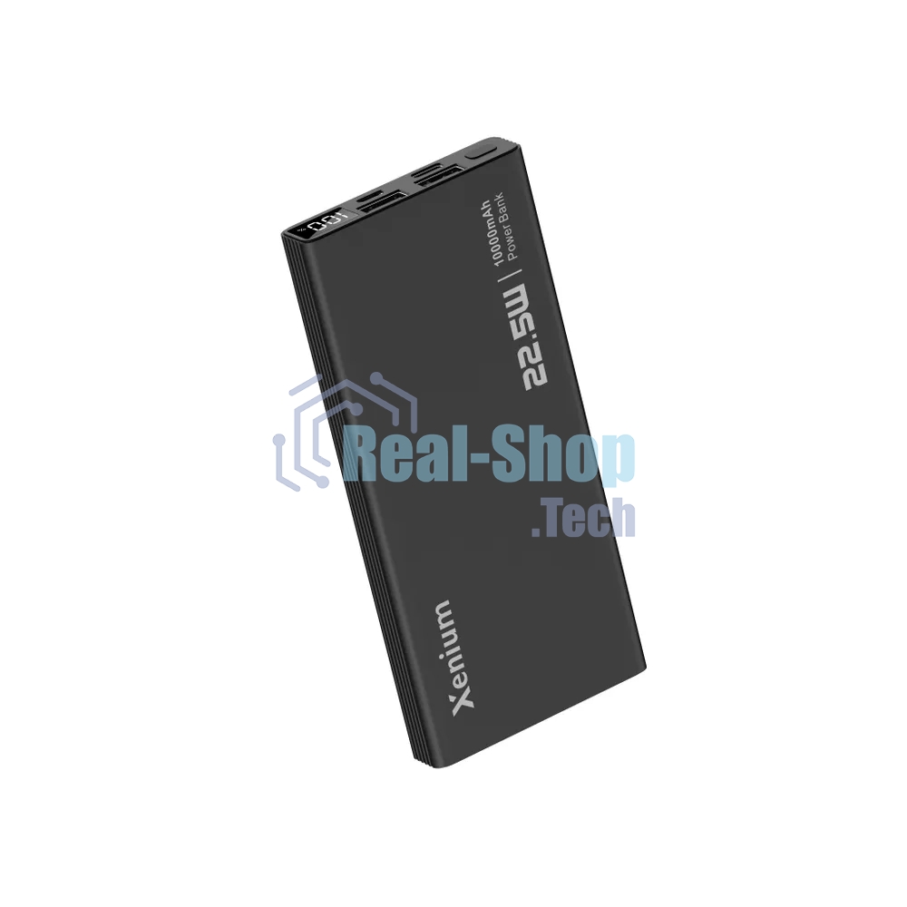Портативный аккумулятор Xenium PowerBank P2210 черный (10000 мА*ч, 22.5 Вт, USB-A - 2 шт, USB-C - 1 шт, дисплей)