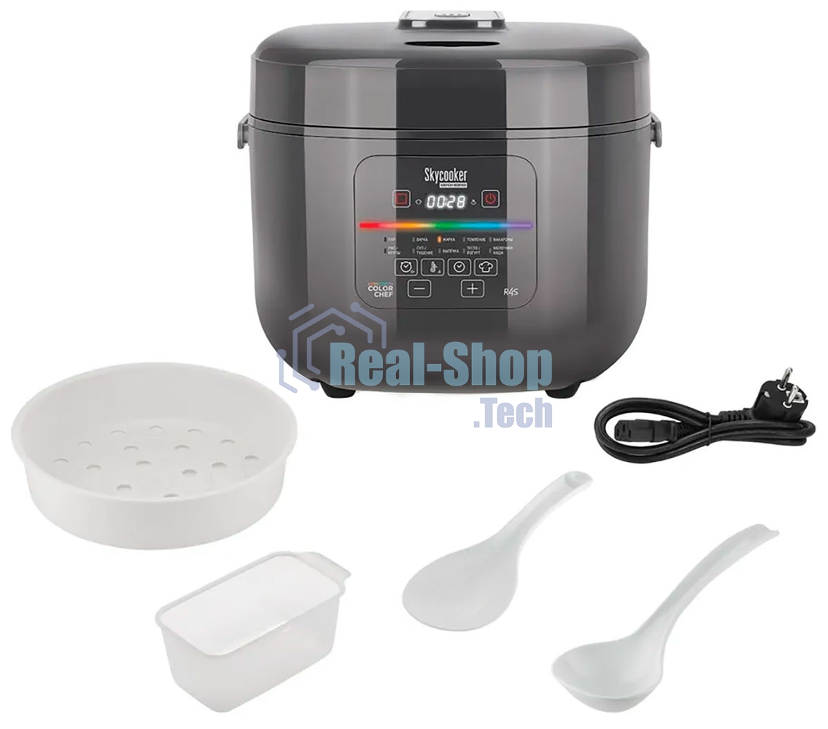 Мультиварка Redmond MC-100S серый, 5 л, 860 Вт, управление - сенсор, программ - 12