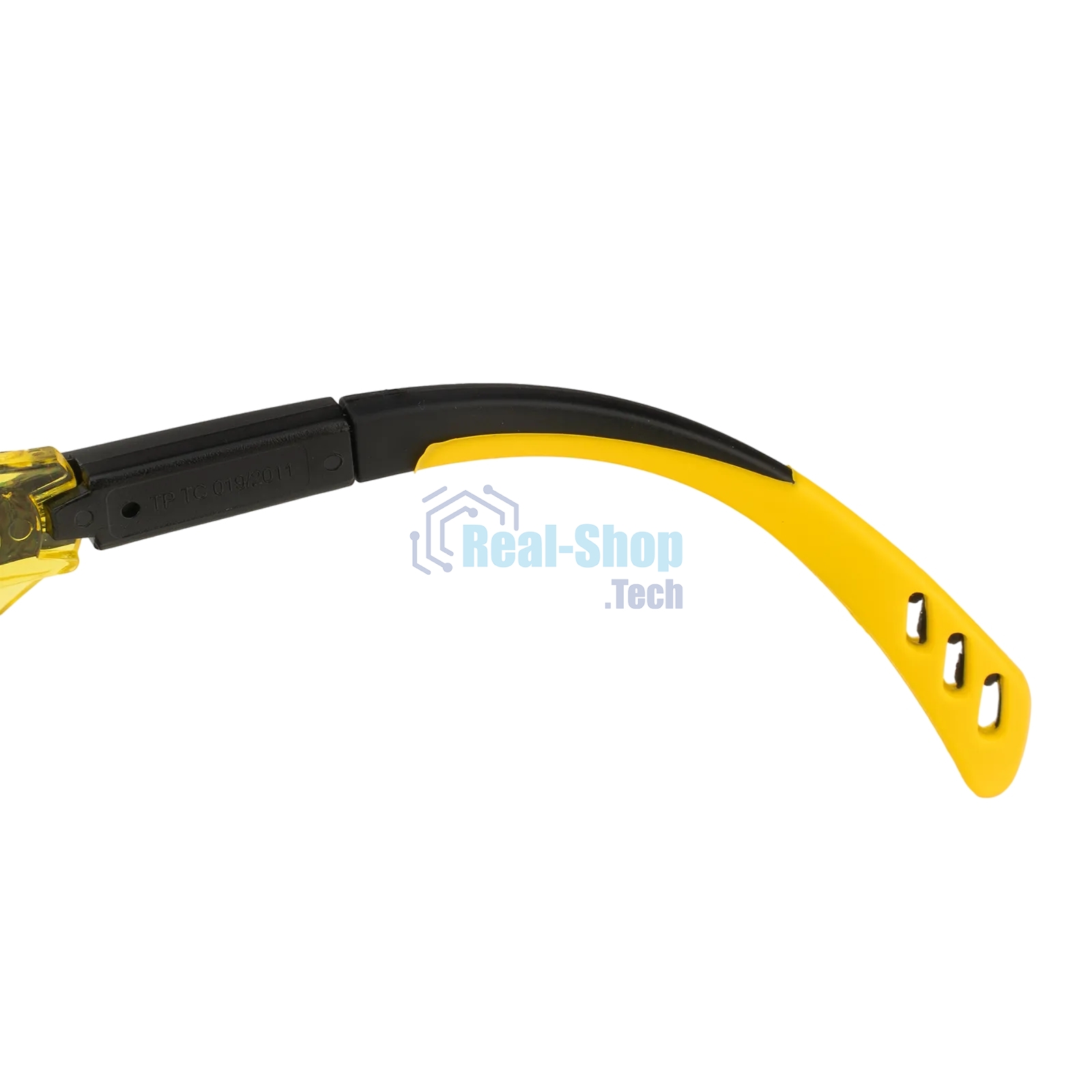 Очки защитные открытые Denzel поликарбонатные, увеличенная желтая линза, регулируемые дужки