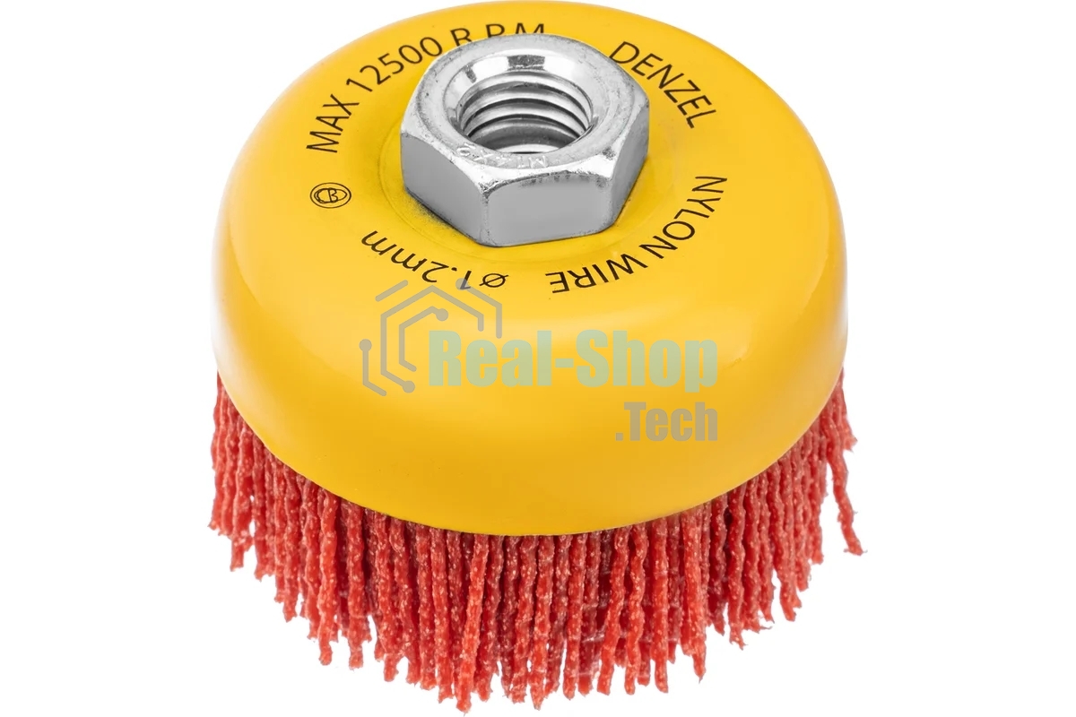 Щетка для УШМ Denzel 75 мм, чашка, нейлоновая щетина, М14