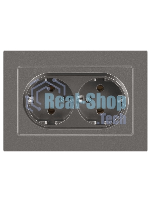 Розетка Intro Accent 6-205-09 двойн. 2X2P+E Schuko 16А-250В IP20 СУ AL/CU титан Б0063500