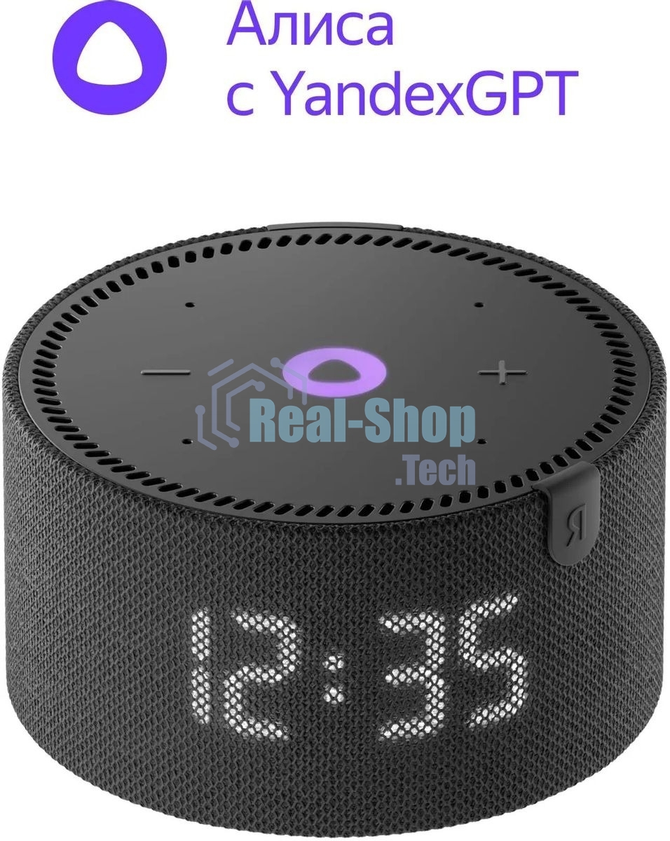 Умная колонка Яндекс Станция Мини, 10Вт, с голосовым ассистентом Алиса на YaGPT, с LED-часами, черный