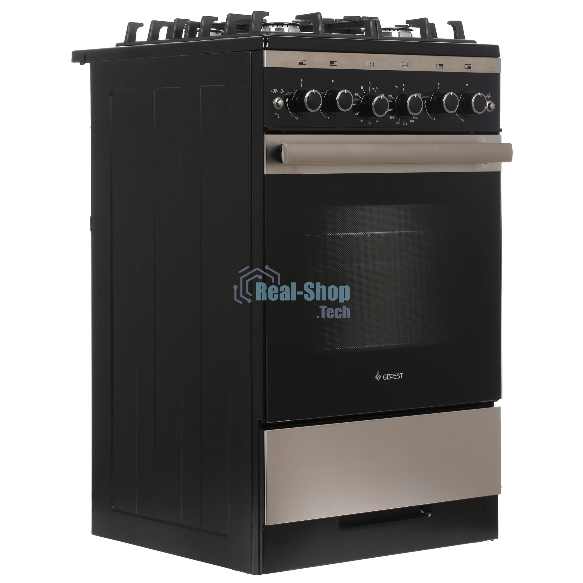 Плита газовая Gefest 5500-02 0069 серебристый/черный, конфорок 4 шт, духовка 52 л, 50 см x 85 см x 58.5 см