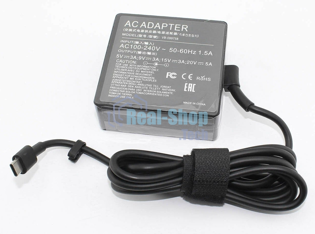 Блок питания (сетевой адаптер) для ноутбуков Asus 5V, 9V, 15V 3A, 20V, 5A (Type-C) 100W OEM