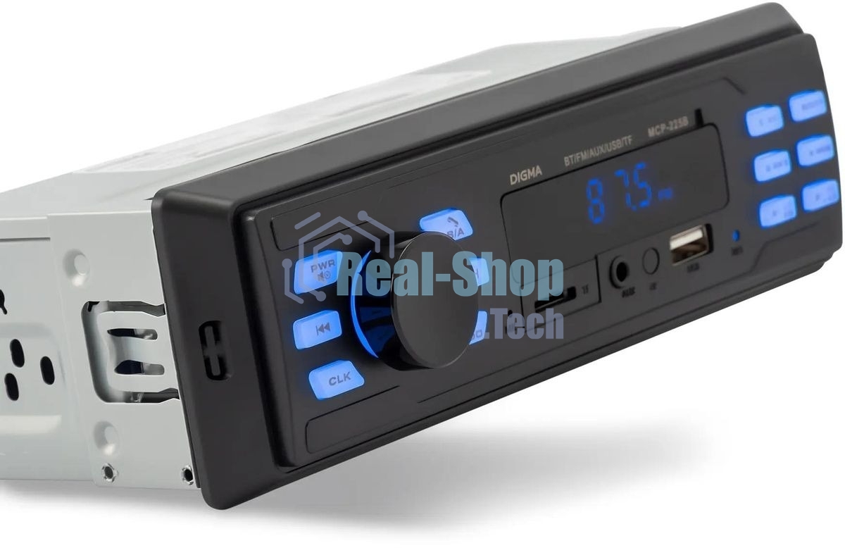 Автомагнитола Digma MCP-225B, 1 DIN, Bluetooth, USB Type-A, AUX