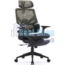 Кресло офисное Cactus CS-CHR-MC01-LGNBK салатовый, сиденье черный, сетка/ткань, с подголов. крестов. пластик, подст. для ног