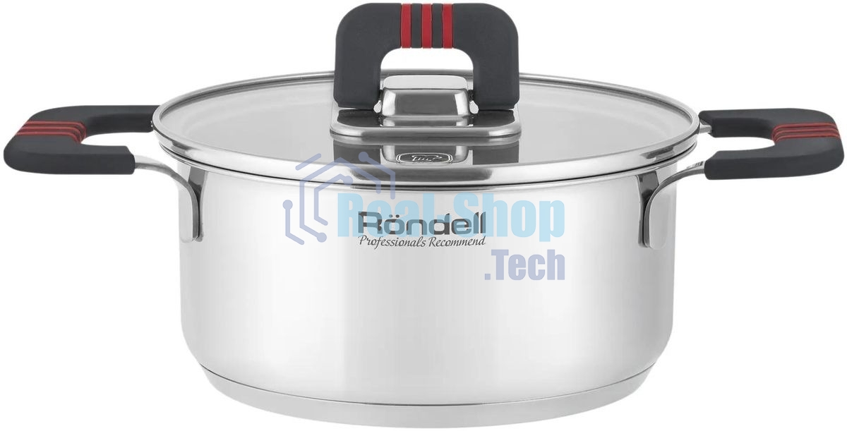 Кастрюля Rondell Stripes RDS-1636, 1.2л, 16см, с крышкой, стальной