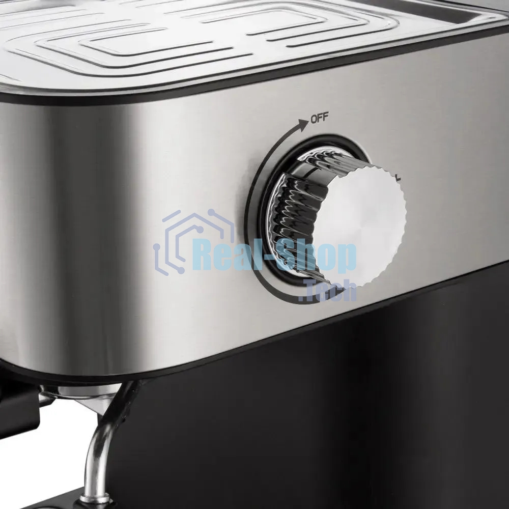 Кофеварка рожковая Redmond RCM-M1513 серебристый/черный, исп. кофе - молотый, 1.5 л, 1050 Вт, 15 бар