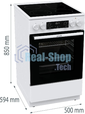 Плита электрическая Gorenje GECS5C70WA белый, конфорок 4 электрических, духовка 70 л, 50 см x 85 см x 59.4 см