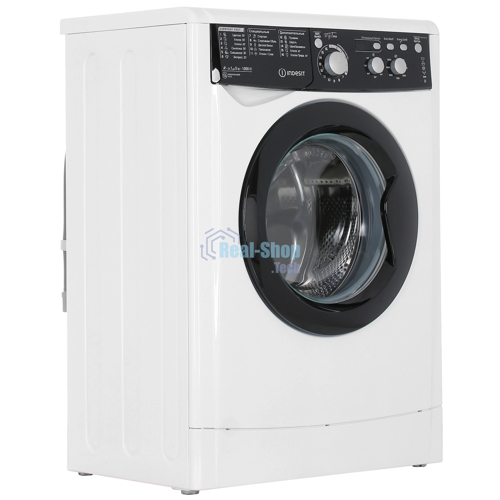 Стиральная машина Indesit EWSD 51031 BK CIS белая, загрузка фронтальная 5 кг, 1000 об/мин, класс A