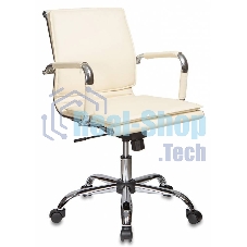 Кресло руководителя Бюрократ CH-993-Low/Ivory слоновая кость, низкая спинка, искусственная кожа, крестовина хромированная