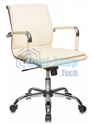Кресло руководителя Бюрократ CH-993-Low/Ivory слоновая кость, низкая спинка, искусственная кожа, крестовина хромированная