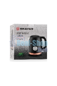 Чайник электрический BRAYER BR1005BK 2200Вт.1,7 л, STRIX, сталь окраш, термометр, черный