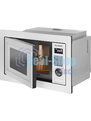 Микроволновая печь встраиваемая Hyundai HBW 2544 WG белый, 25 л, 900 Вт, переключатели - кнопки/поворотный механизм