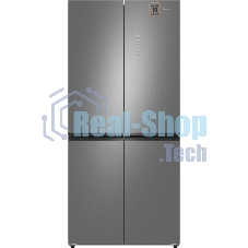 Холодильник Weissgauff WCD 450 Bru Steel Glass NoFrost Inverter матовая сталь трехкамерный 287/163л морозилка снизу, No Frost, Side by Side