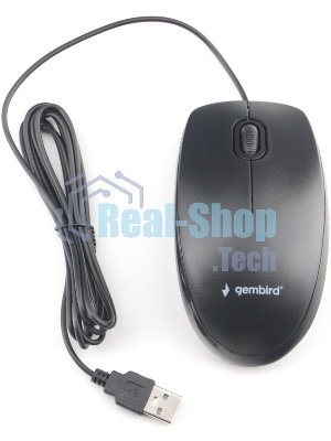 Мышь проводная Gembird MOP-200 черный, 1000 dpi, USB, кнопки - 3