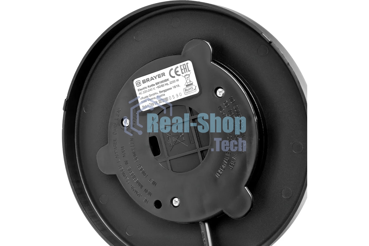 Чайник электрический BRAYER BR1005BK 2200Вт.1,7 л, STRIX, сталь окраш, термометр, черный