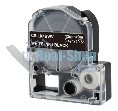 Картридж ленточный Cactus CS-LK4BWV белый шрифт, черный фон (12 мм, 9 м) для Epson LW300/LW400/LW700/LW600P/LW1000P/K400/Z700/Z900