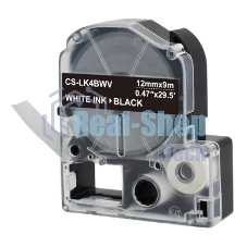 Картридж ленточный Cactus CS-LK4BWV белый шрифт, черный фон (12 мм, 9 м) для Epson LW300/LW400/LW700/LW600P/LW1000P/K400/Z700/Z900