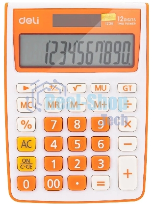 Калькулятор настольный Deli E1238/OR оранжевый 12-разр.