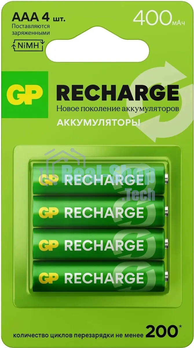 Аккумулятор GP RECHARGE AAA NiMH 400mAh (4шт)