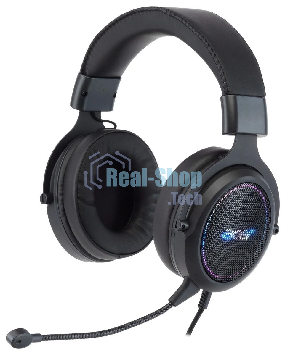 Гарнитура Acer AHW120 чёрный, проводная, USB, подсветка