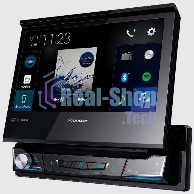 Автомагнитола Pioneer AVH-Z7250BT, 1 DIN, CD, Bluetooth, USB Type-A, AUX, CarPlay, пульт ДУ, съёмная панель