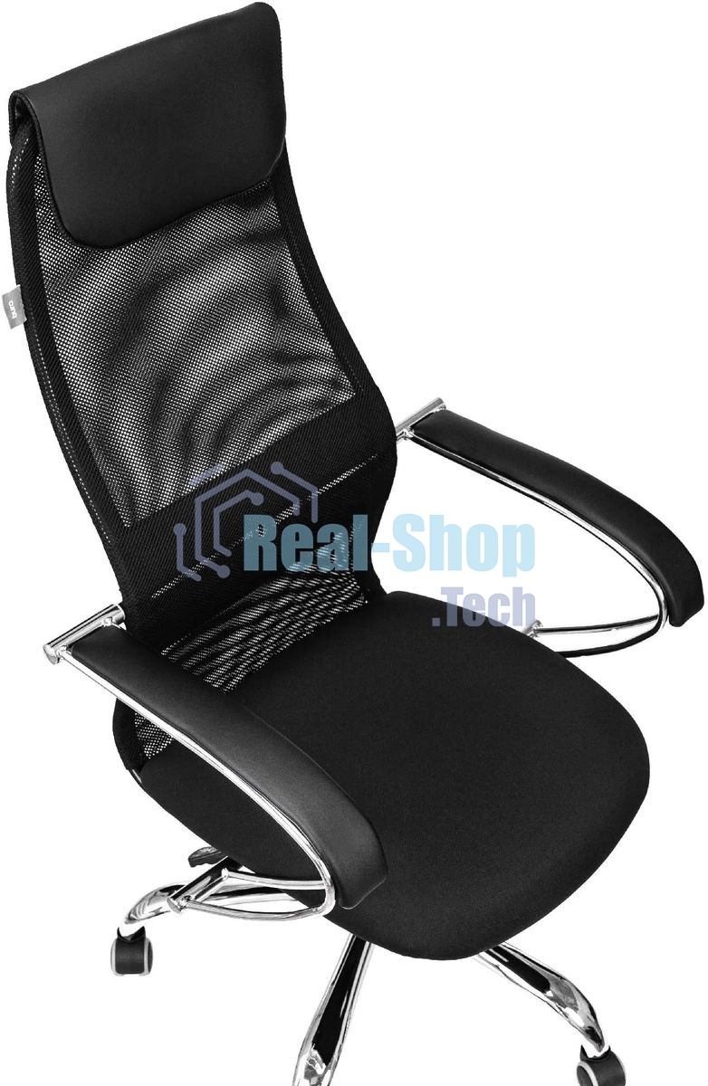 Кресло руководителя Бюрократ CH-607SL TW-01 Neo Black черный, сетка/ткань с подголов. на колес. металл хром