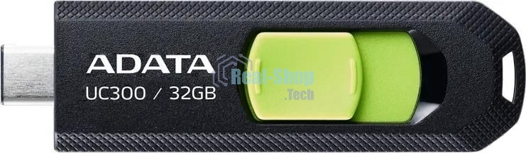 Флешка USB ADATA UC300 (ACHO-UC300-32G-RBK/GN), 32Gb, Type-C USB 3.2, R/W 100/30, черный/зеленый