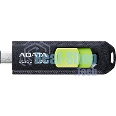 Флешка USB ADATA UC300 (ACHO-UC300-32G-RBK/GN), 32Gb, Type-C USB 3.2, R/W 100/30, черный/зеленый
