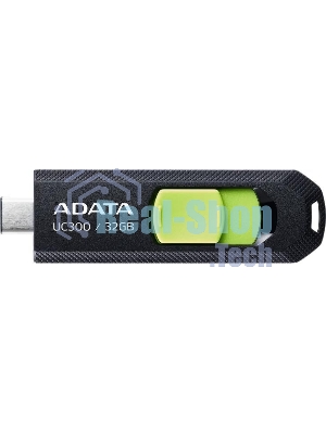 Флешка USB ADATA UC300 (ACHO-UC300-32G-RBK/GN), 32Gb, Type-C USB 3.2, R/W 100/30, черный/зеленый