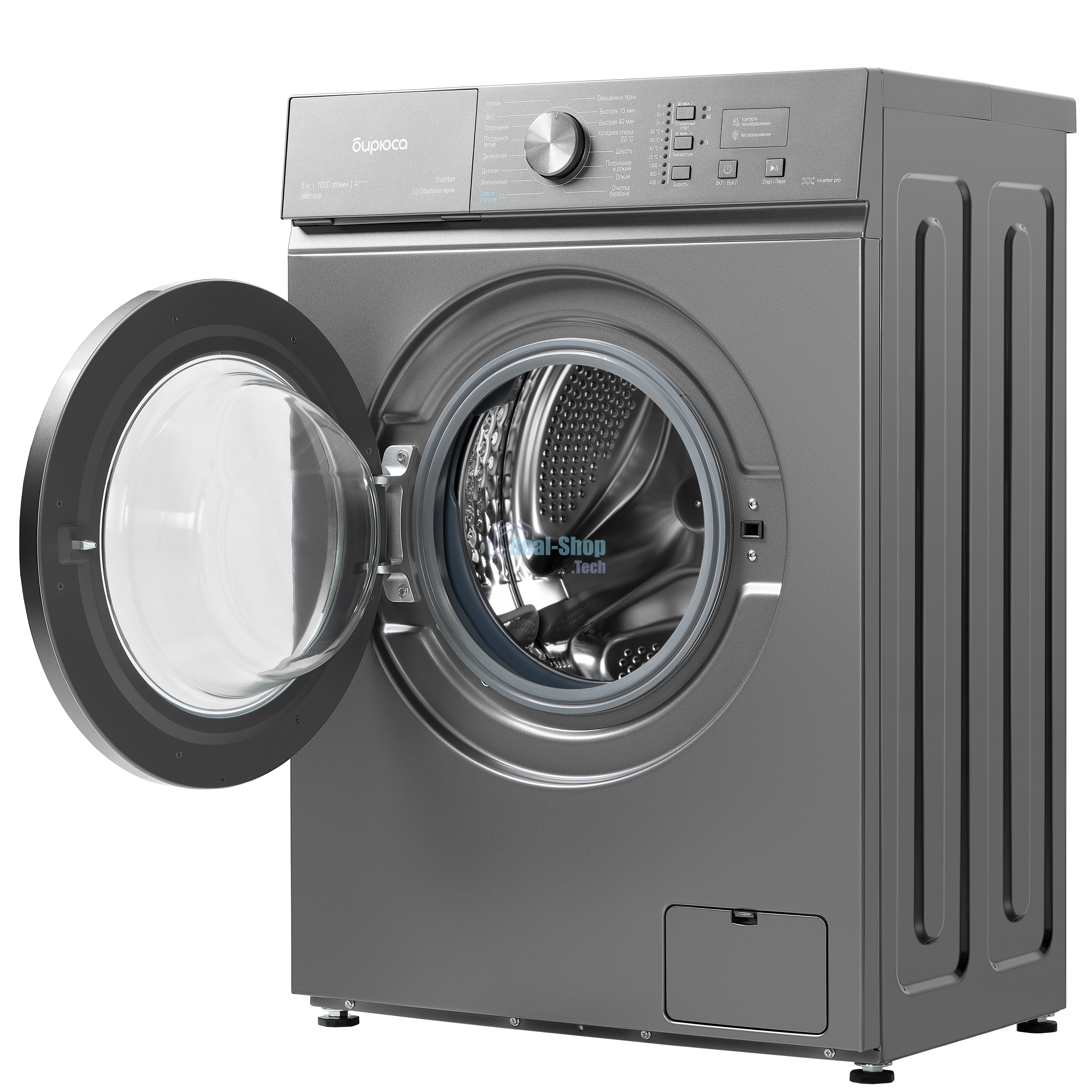 Стиральная машина Бирюса WM-SM510/08 M металлик, загрузка фронтальная 5кг, 1000 об/мин., класс: A+++