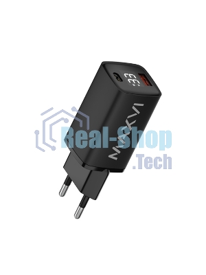Сетевое зарядное устройство Maxvi A402PD LED 33W, 1xUSB-A, 1xUSB-C, черный