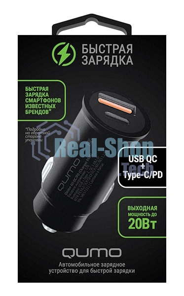 Автомобильное зарядное устройство Qumo All QC/PD (Charger 0088), USB + Type C черный