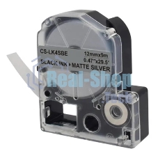 Картридж ленточный Cactus CS-LK4SBE черный шрифт, серебристый матовый фон (12 мм, 9 м) для Epson LW300/LW400/LW700/LW600P/LW1000P/K400/Z700/Z900