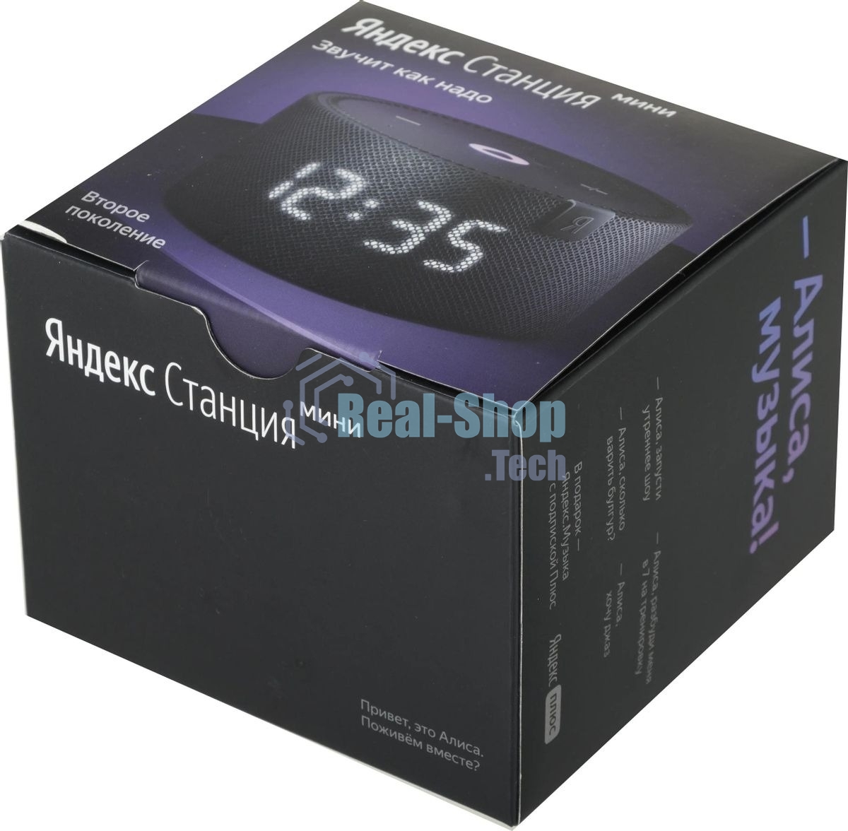 Умная колонка Яндекс Станция Мини, 10Вт, с голосовым ассистентом Алиса на YaGPT, с LED-часами, черный