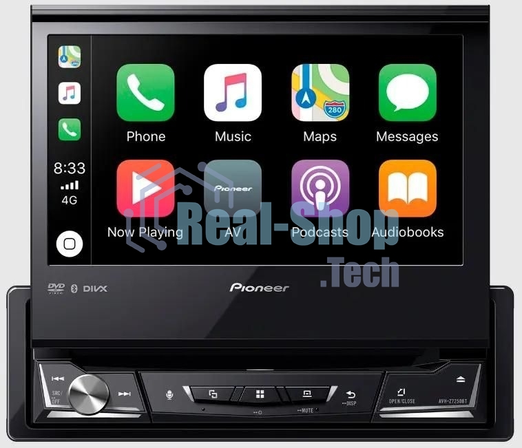 Автомагнитола Pioneer AVH-Z7250BT, 1 DIN, CD, Bluetooth, USB Type-A, AUX, CarPlay, пульт ДУ, съёмная панель