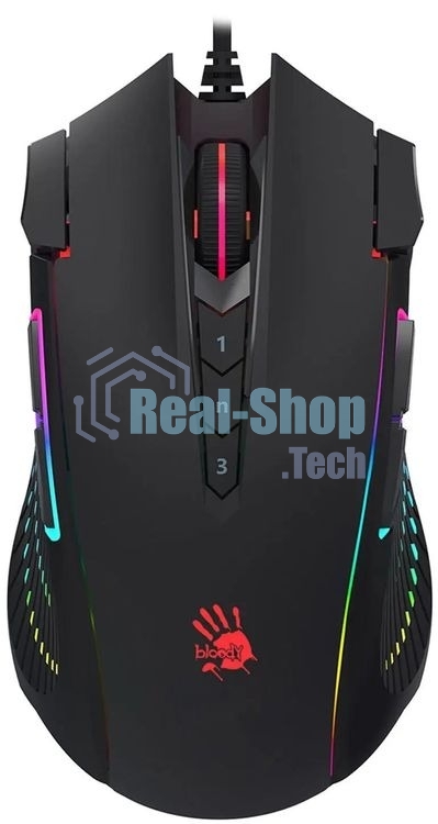 Мышь проводная A4Tech Bloody J90s черный, 8000 dpi, USB, кнопки - 12