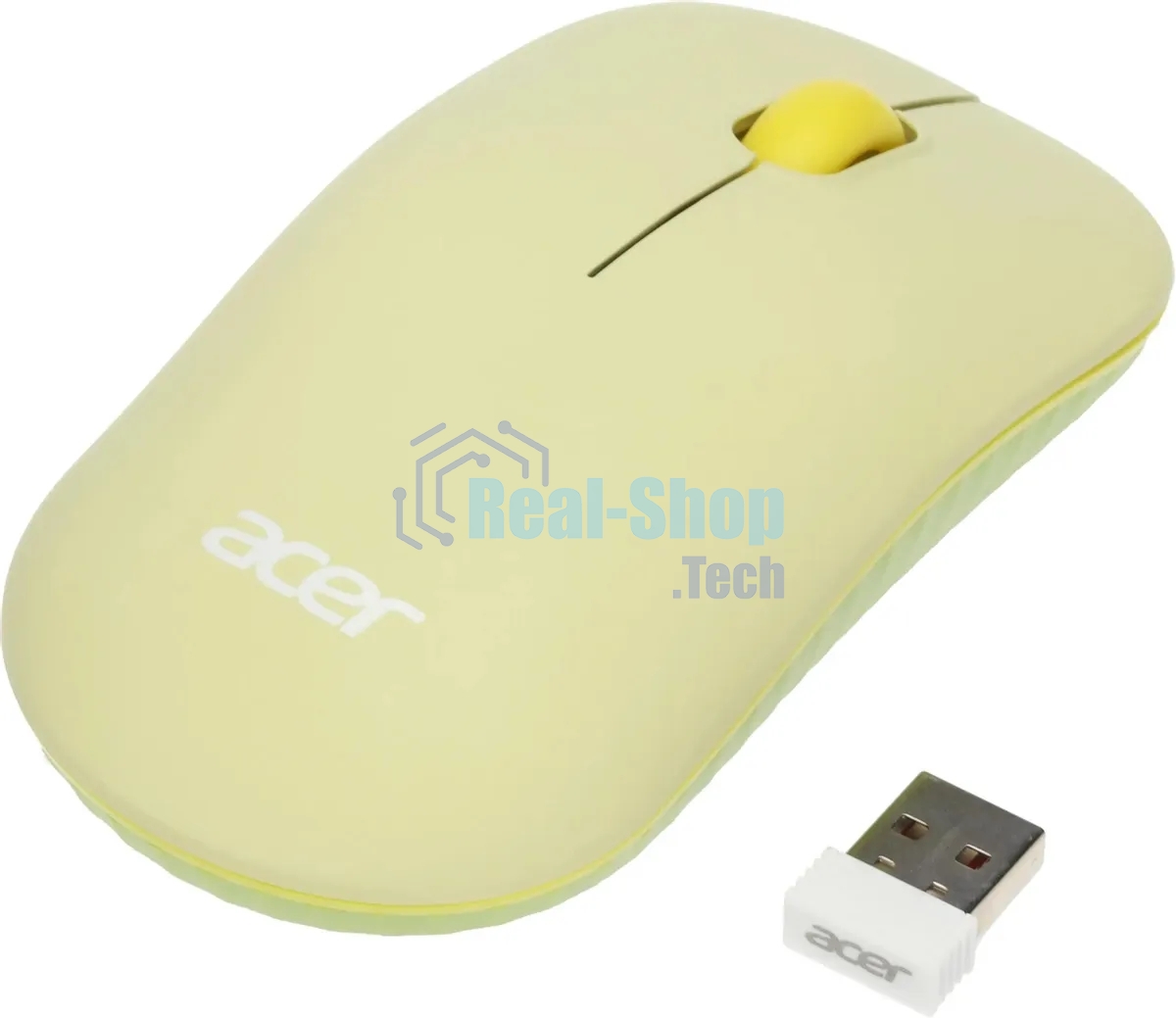 Мышь беспроводная Acer OMR205 зеленый/желтый, 1200 dpi, радиоканал, USB, кнопки - 3